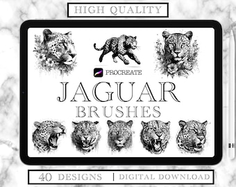 Znaczki Jaguar! - 40 wzorów tatuaży - Pędzle Procreate,