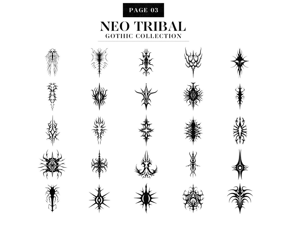 100 Neo Cyber Tribal Procreate Stamps INSTANT DOWNLOAD Gothic Tattoo ...