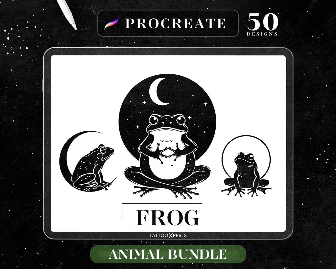 50 Frog Designs | INSTANT DOWNLOAD | Animal Stamps | Procreate Brushes ...