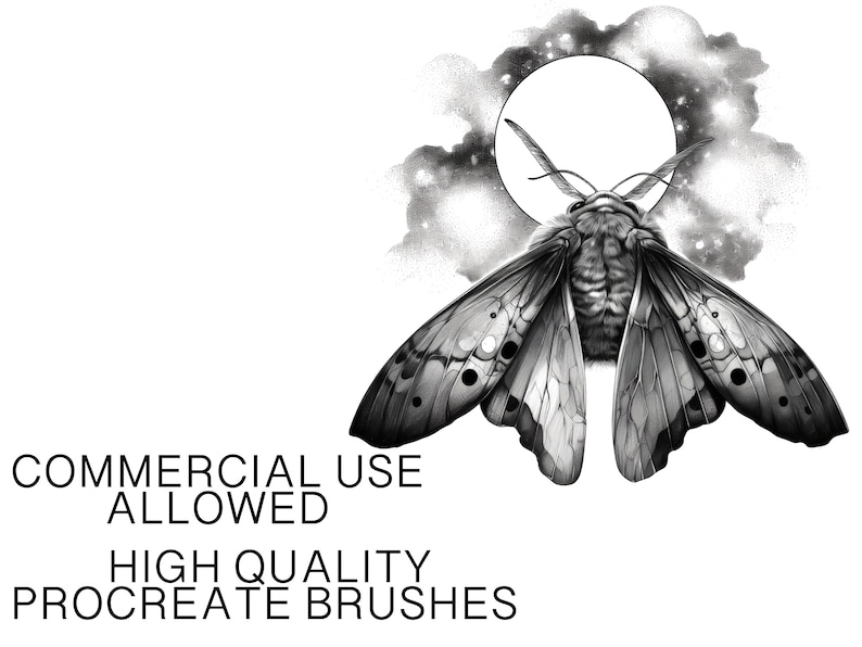 Moth Procreate Brushes | 50 Tattoo & Animal Designs (instant Download ...