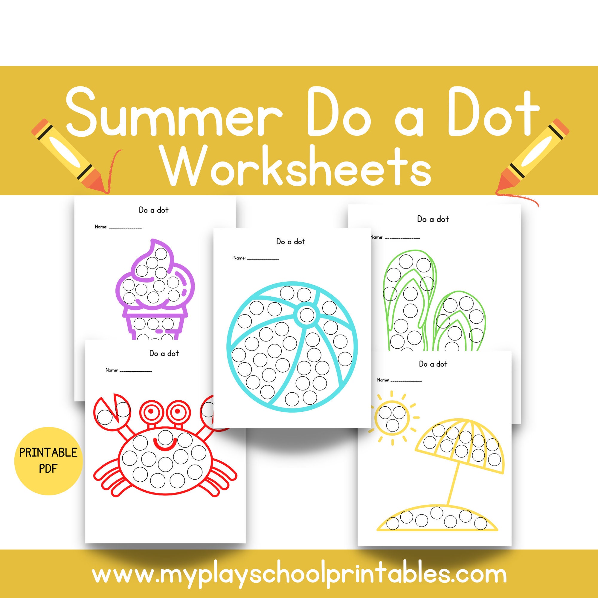 Summer Do A Dot Worksheets Do A Dot Printables Pdf Do A Dot Etsy