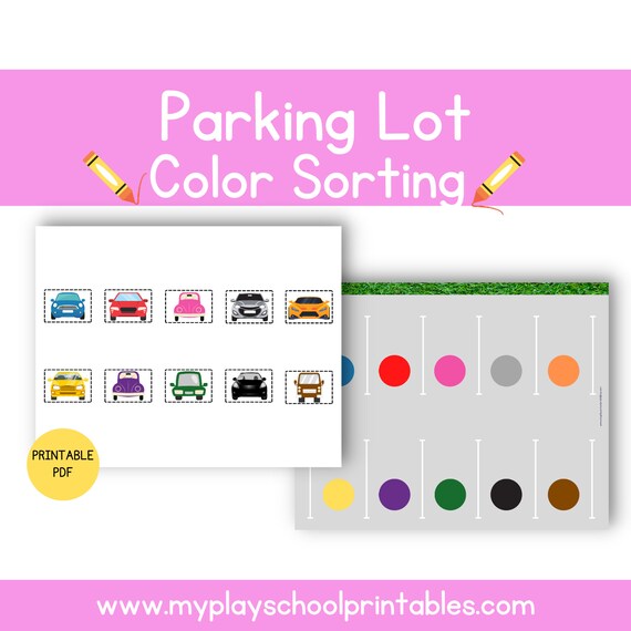 Parking Lot Color Sorting Game Sort by Color Toddler Busy Etsy