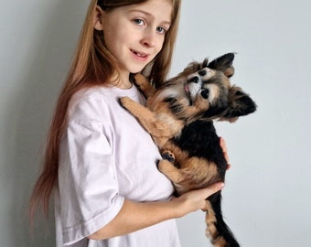 Long hair Chihuahua plush, Custom dog replica, Premium quality stuffed plush puppy, ANY BREED needle felted pet clones