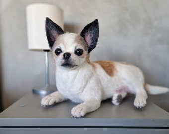 Maßgeschneiderter ausgestopfter Chihuahua-Plüschhund, lebensgroße Hundereplik, hochwertiger ausgestopfter Plüschwelpe, nadelgefilzte Haustierklone JEDER RASSE