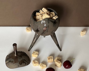 Bronze glazed ceramic pot with lid, Modern pottery sugar jars,Salt pig salt keeper, Original salt cellar, Storage pots for sugar containers