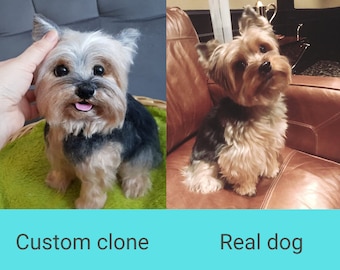 Needed felted Yorkshire replica by pet photo,  Life look suffed plush animals, Long hair Yorkie replica, Life size puppy cuddle clone