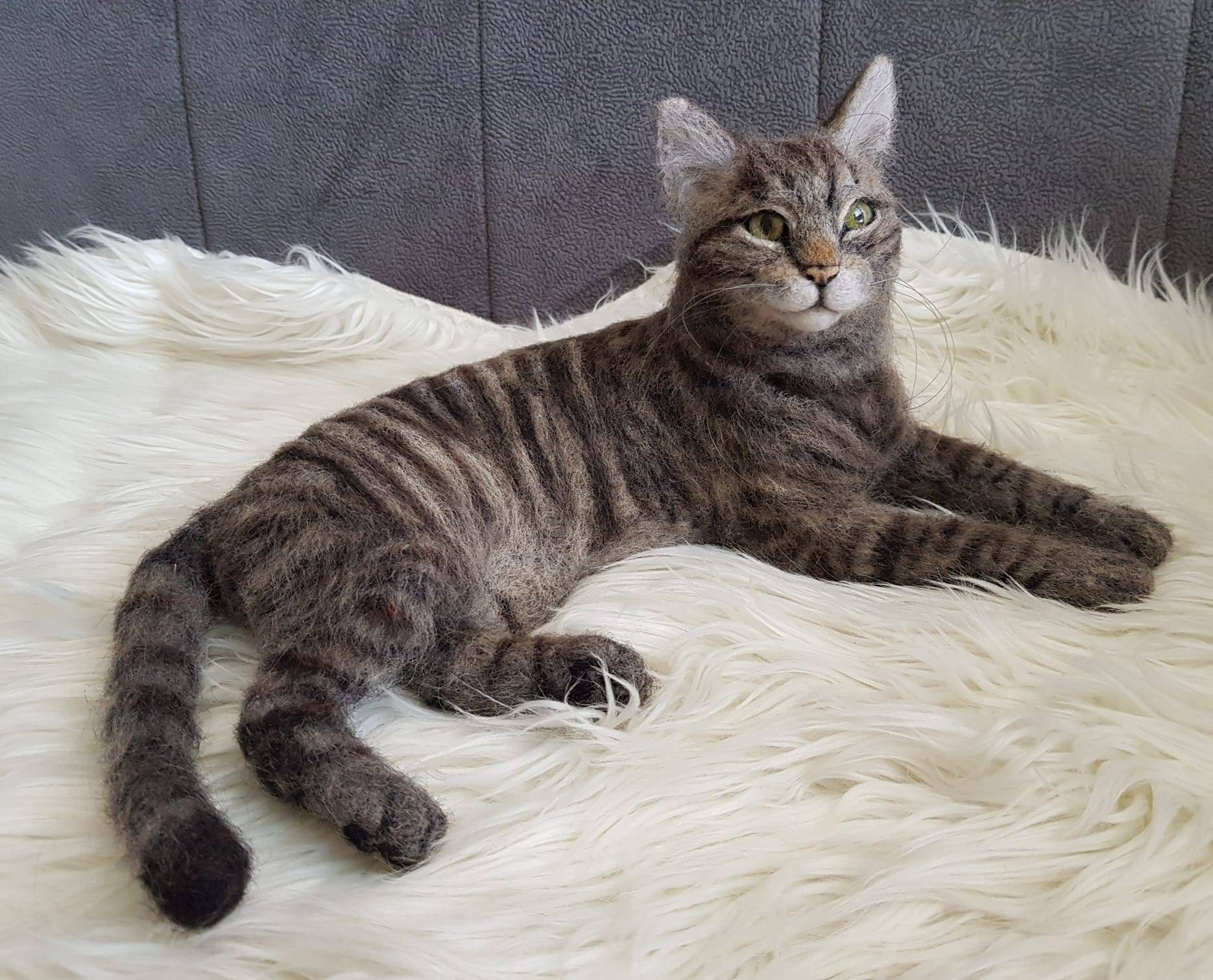 Custom Stuffed Cat Clone, Realistic Stuff Animal, Cute Kitten Felted