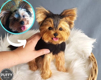 Custom Yorkshire terrier stuffed dog clone, Long hair Yorkie replica, Realistic needle felt cuddle dog clones, Stuffed plush toy animals