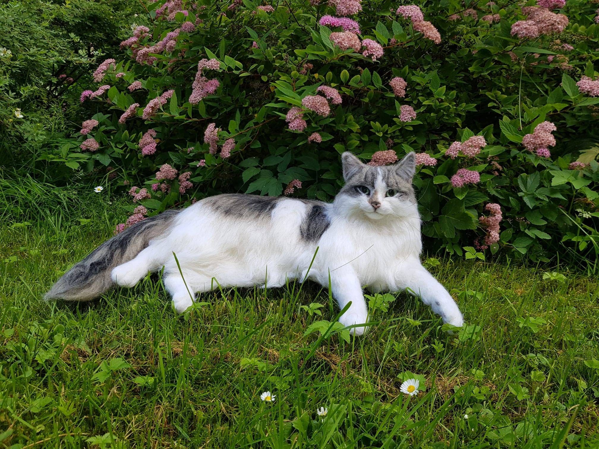 Custom Stuffed Cat Clone, Realistic Stuff Animal, Cute Kitten Felted