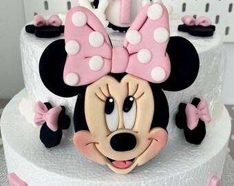 Minnie Mouse inspired fondant figures, cake toppers for birthdays, cake decorations for baptisms, Minnie Mouse inspired cake toppers, sugar figures