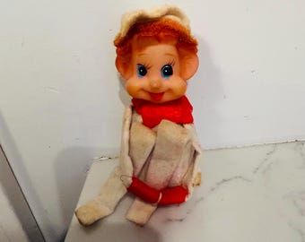 vintage Christmas knee-hugger pixie elf collectible from the 1950s or 1960s - Made in Japan