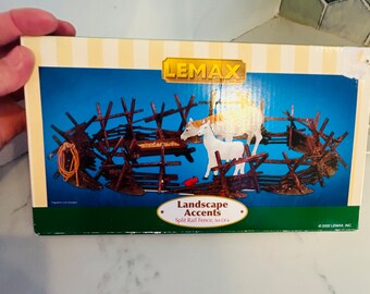 New 2002 Lemax Landscape Accents - Split Rail Fence - set of 6