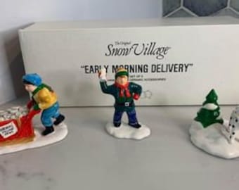 Retired Department 56 Snow Village "Early Morning Delivery" Set of 3 Accessory