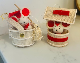vintage 1970’s Christmas mouse ornaments
