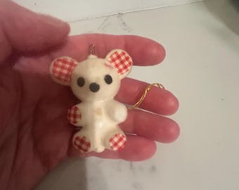 Vintage Japan white flocked mouse