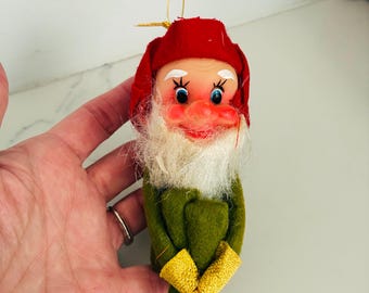 mid-century Christmas knee-hugger elf/ pixie ornament