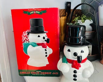 RARE Christopher Radko Shiny-Brite "Chilly Chum" snowman cookie jar