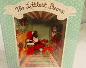 Vintage GUND “The Littlest Bears” Santa Claus & Elf