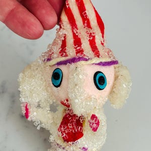 Vintage 1960’s  sugar-frosted elephant Christmas ornament