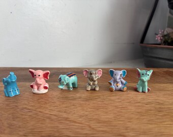 Six (6) French Feves miniature porcelain elephant figurine