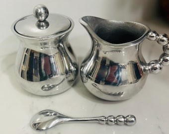 Vintage Pearled Creamer & Sugar Set by Mariposa