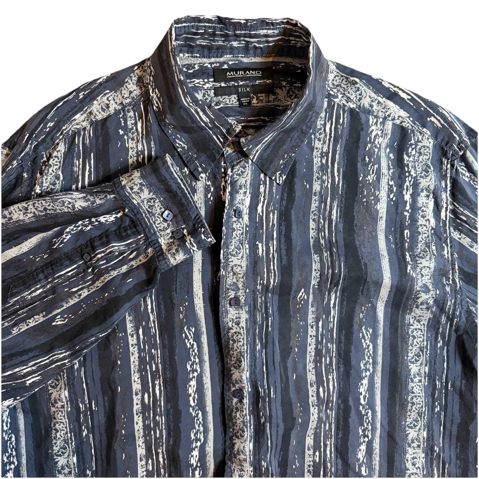 murano dress shirts White Signature Twill Shirt Murano Crowd Print