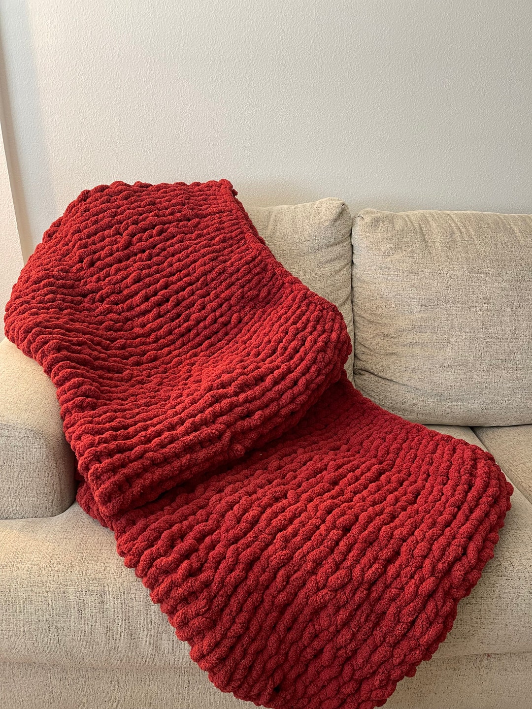 Homemade Knit Chunky Blankets Etsy
