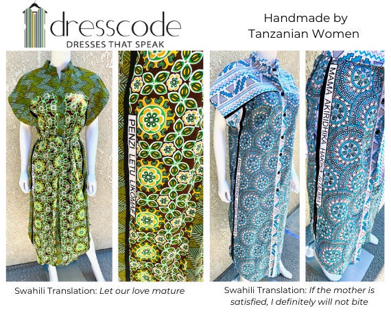 Long Button-Down Kanga Dress