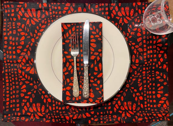 Set of 6 Placemats  -  14"L x 19"W