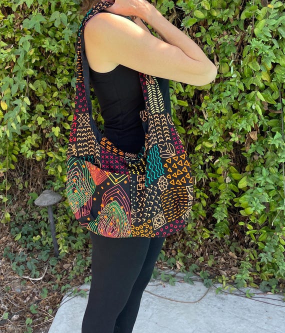 Handmade African Kitenge Bag | Upcycled Zanzibar Print Shoulder Purse | Colorful Ethical Tote - Woman Made