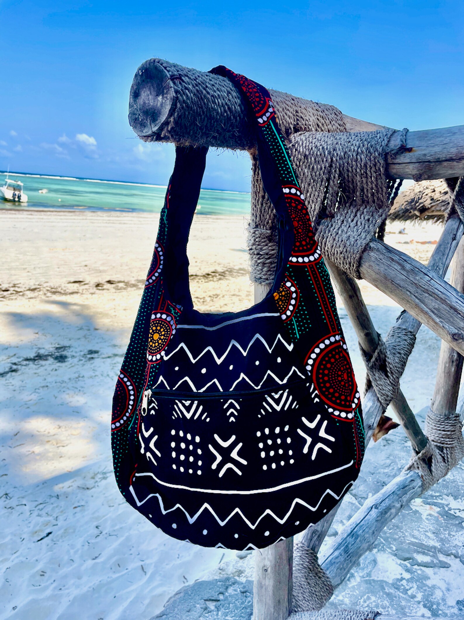 Made In Rwanda Bags Handmade African Kitenge Bag | Upcycled Zanzibar Print Shoulder Purse ...