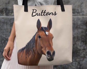 Custom Horse Tote Bag • Personalized Tote Bag With Photo • Back To School Horse Tote Bag • Horse Mom Gift Ideas • Gift For Horse Lovers