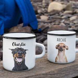 Custom Pet Enamel Camp Mug With Photo And Name • Dog Photo Campfire Mug • Personalised Enamel Cup • Camping Metal Pet Mug • Dog Lover Gift