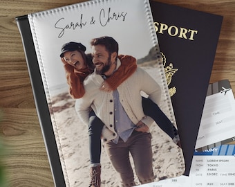 Custom Passport Cover with Photo • Personalized Passport Holder • Custom Travel Wallet • Faux Leather Cover • Travel Gift for Men & Women