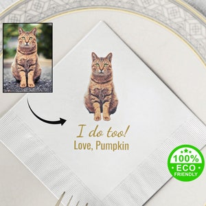 Custom Cat Cocktail Wedding Napkins • Personalized Cat Napkins • Bridal Shower • Rehearsal Dinner Napkins • Cat Party Napkins • Cat Birthday