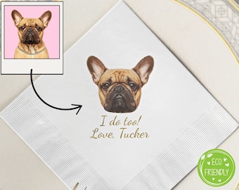 Custom Dog Wedding Napkins • Personalized Cocktail Napkins With 1 2 3 Pets • Engagement Party • Cat Party Napkins Colored • Bridal Shower