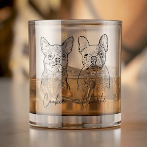 Custom Bar Glass with 1 2 3 Pets • Personalized Pet Whiskey Glass • Father&#39;s Day Gift • Dog Dad Gift Idea • Housewarming Gift • Dad Gift