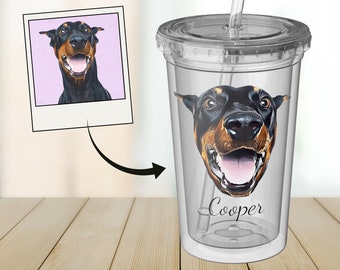 Custom Pet Iced Coffee Cup (16 oz) • Personalized Dog Cup With Lid • BPA-free • Double Wall Insulation • Mothers Day Gift • Dog Lovers Gift