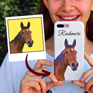 Custom Horse Portrait Phone Case • Horse Phone Case for iPhone 11 12 13 14 15 Pro Max Plus Samsung • Horse Lovers Gift • Equestrian Case