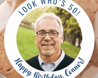 Custom Birthday Stickers • 30th Birthday Decoration • Photo Sticker for Birthday • 40th Birthday Stickers • Personalized Sticker with Photo