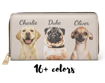 Custom Dog Portrait Zipper Wallet • Personalized Pet Wallet • Dog Owner Wallet • Cat Memorial Gift • Dog Mom Accessories • Mother's Day Gift