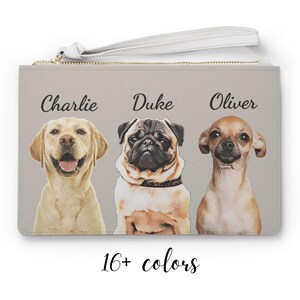 Custom Dog Portrait Clutch Bag • Personalized Pet Zipper Wallet • Dog Owner Wallet • Cat Mom Christmas Gift • Mother&#39;s Day Gift • Pet Parent