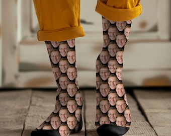 Custom Funny Face Socks • Personalized Photo Socks • Faces On Socks • Groomsmen Gift • Birthday Gift For Mom • Gifts For Him • Gifts For Dad