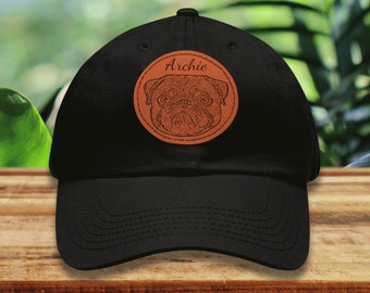 Custom Pet Dad Hat • Leather Patch Hat • Personalized Dog Unisex Hat • Your Photo On a Hat • Fathers Day Gift • Gift for Dog Dad