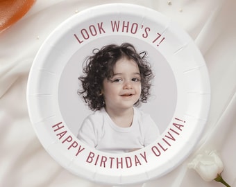 Disposable Custom Party Paper Plates with Photo • Personalized Birthday Paper Plates • Party Decorations • Anniversary Decor • Cake Plates