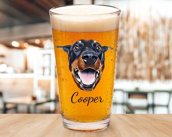 Custom Pet Pint Glass with Photo and Name • Dog Beer Glass • Personalized Beer Mug • Cat Beer Cup • Father's Day Gift • Dog Dad Christmas