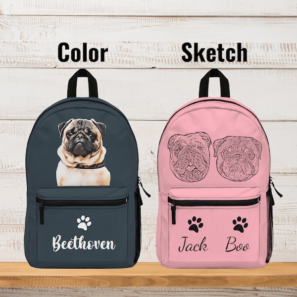 Custom Pet Backpack with Photo + Name • Personalized Dog Backpack For Kids • Dog Travel Bag • Dog Mom Custom Backpack • Gift For Dog Lovers