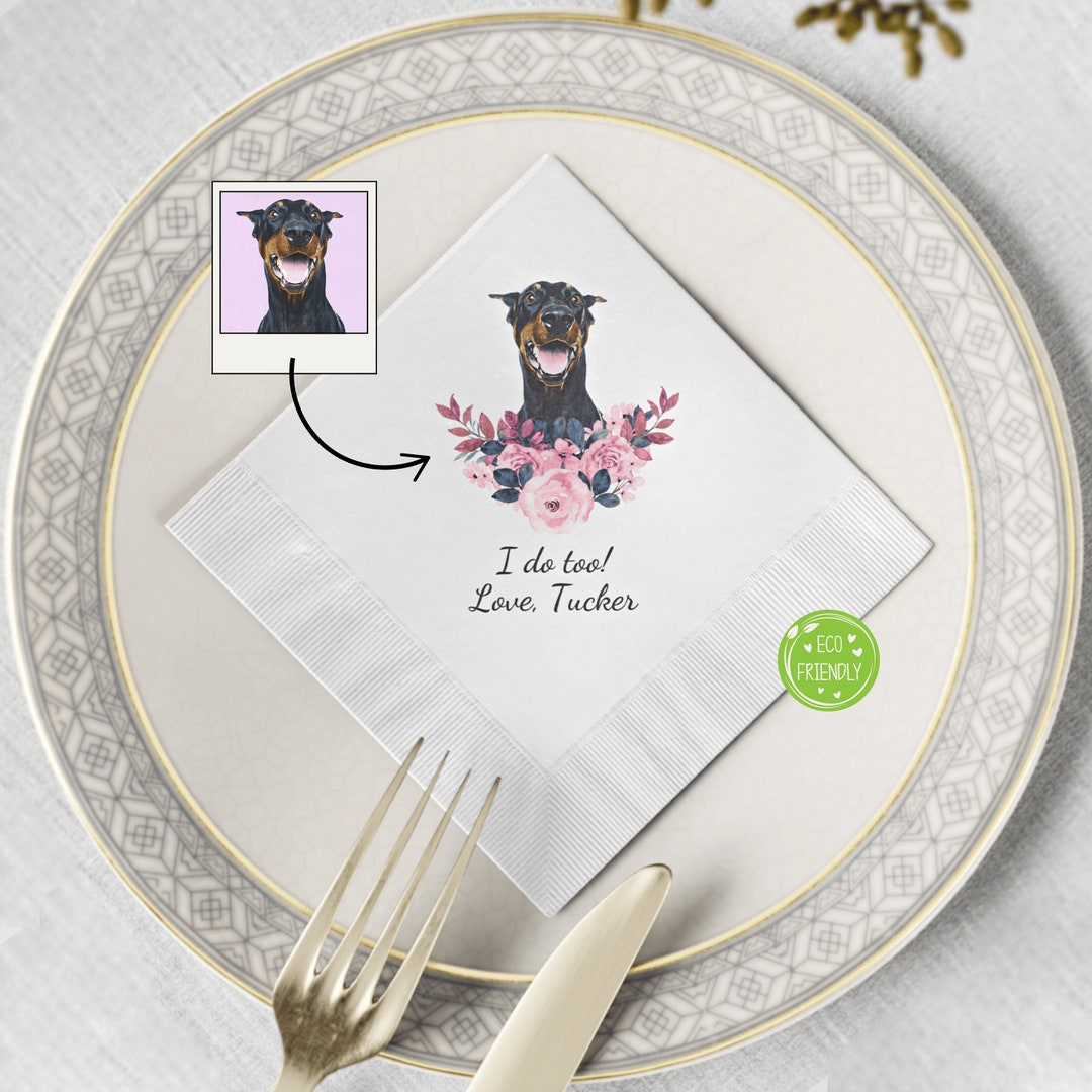 Custom Dog Wedding Napkins Personalized Cocktail Napkins With 1 2 3