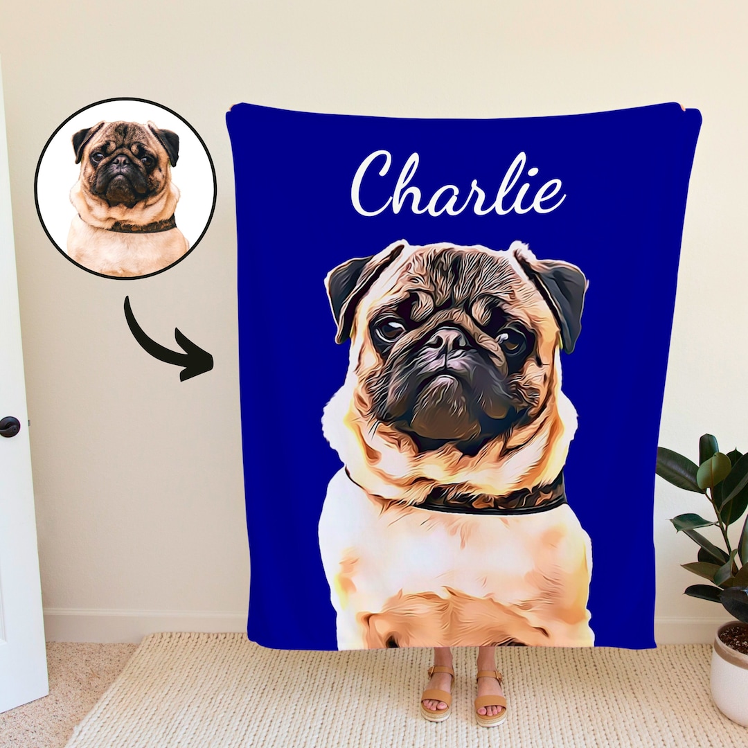 Custom Pet Fleece Blanket With Name and Photo Personalized Etsy