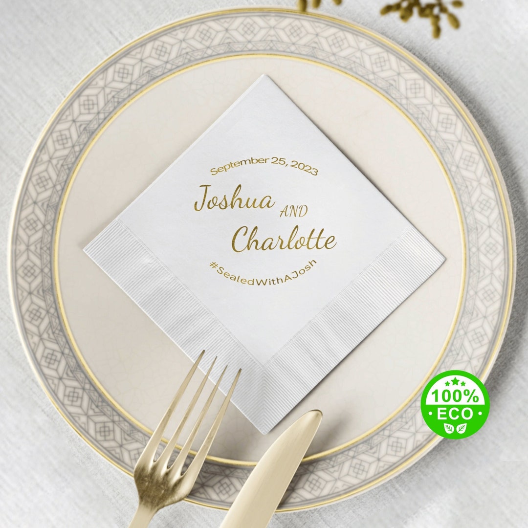 Personalized Engagement Napkins With Name and Date Etsy